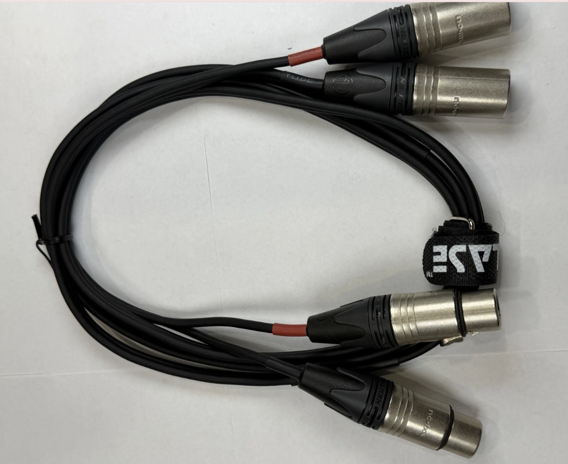 LASE 12 Ft Dual Microphone Cable w Genuine NEUTRIK NC3MXX 3Pin XLR M - NC3FXXX F