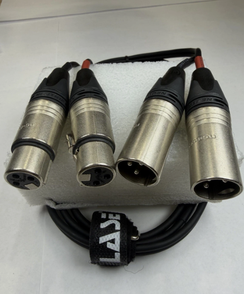LASE 12 Ft Dual Microphone Cable w Genuine NEUTRIK NC3MXX 3Pin XLR M - NC3FXXX F