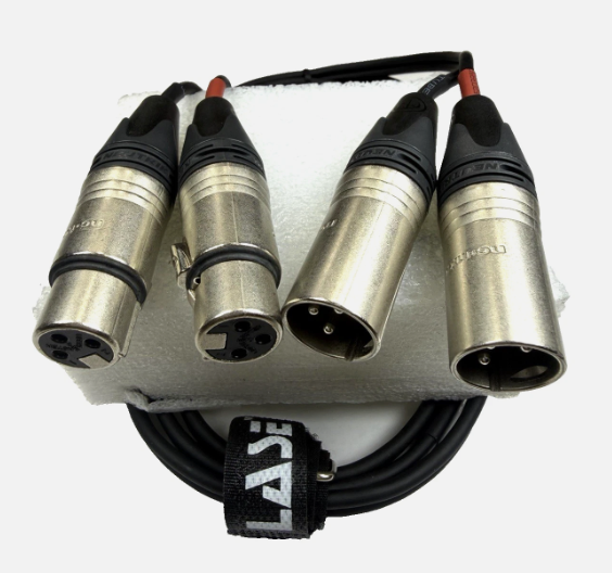 LASE 25 Ft Dual Microphone Cable w Genuine NEUTRIK NC3MXX 3Pin XLR M - NC3FXXX F