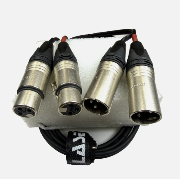 LASE 6 Ft Dual Microphone Cable w Genuine NEUTRIK NC3MXX 3Pin XLR M to NC3FXXX F