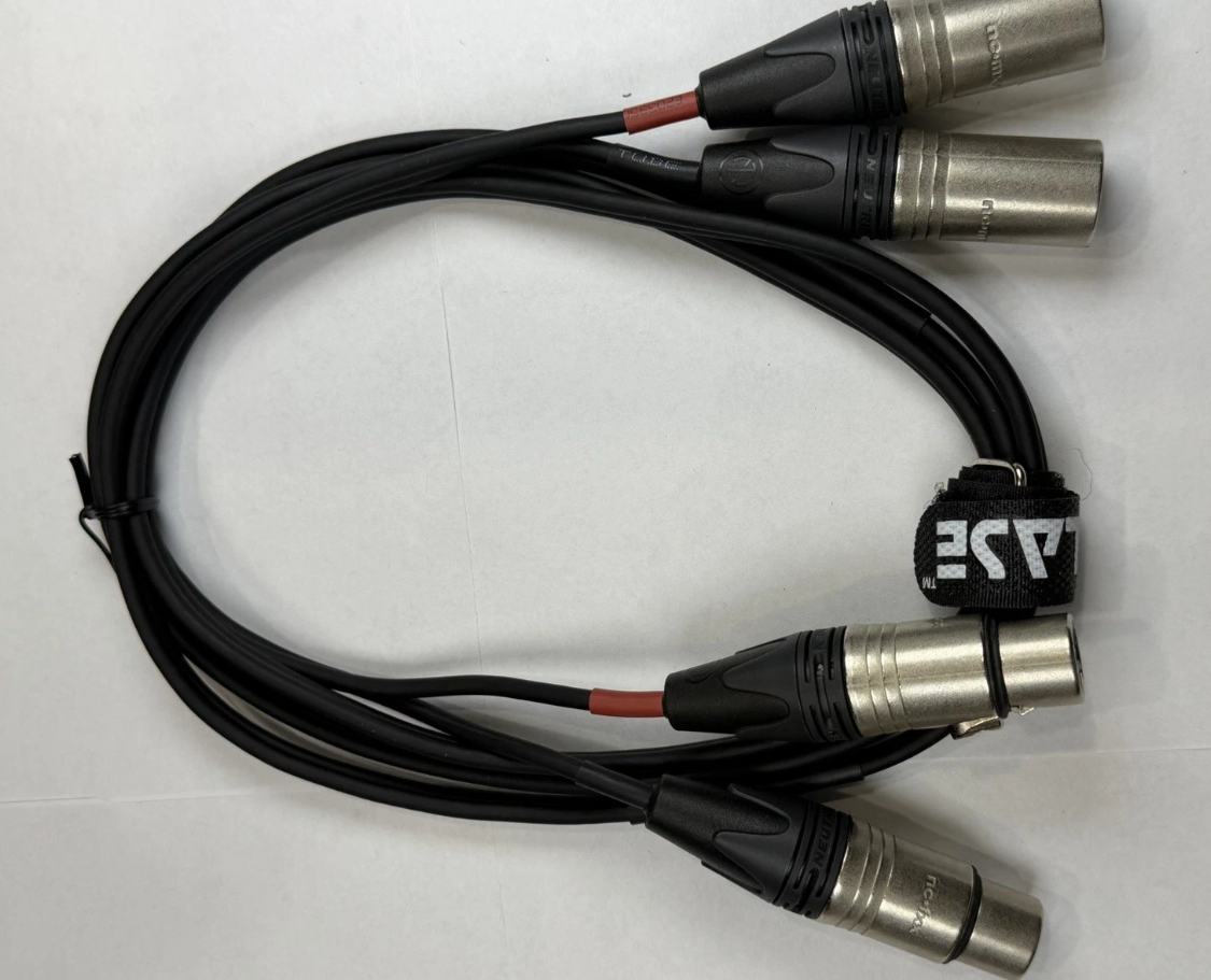 LASE 6 Ft Dual Microphone Cable w Genuine NEUTRIK NC3MXX 3Pin XLR M to NC3FXXX F