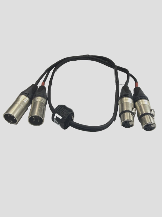 LASE 3 Ft Dual Mike Cable W/ NEUTRIK NC3MXX 3-Pin XLR Male to NC3FXXX Female