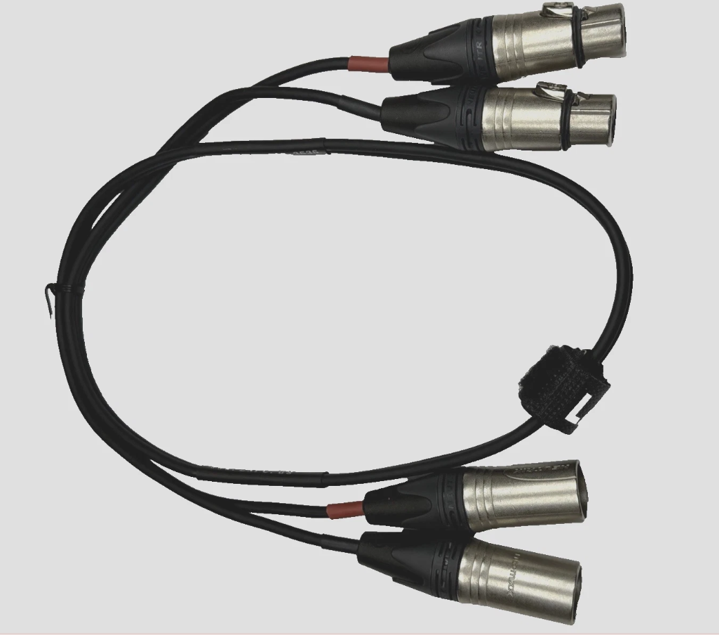 LASE 3 Ft Dual Mike Cable W/ NEUTRIK NC3MXX 3-Pin XLR Male to NC3FXXX Female