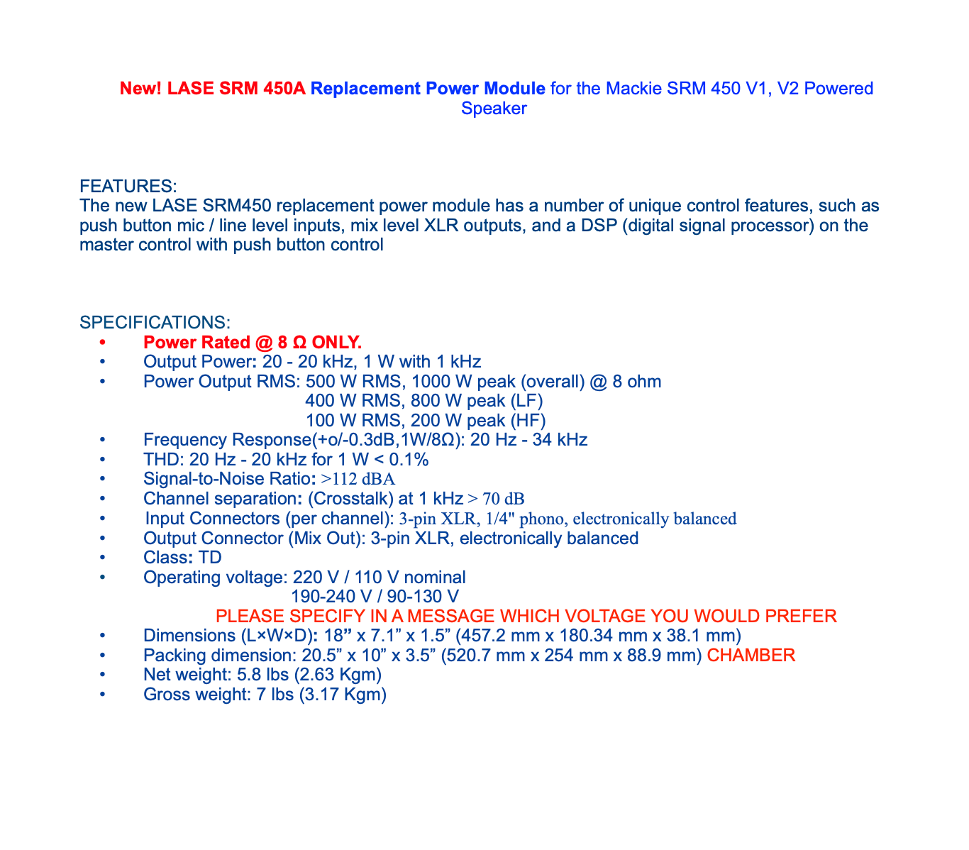LASE Replacement Mackie Amplifier Modules