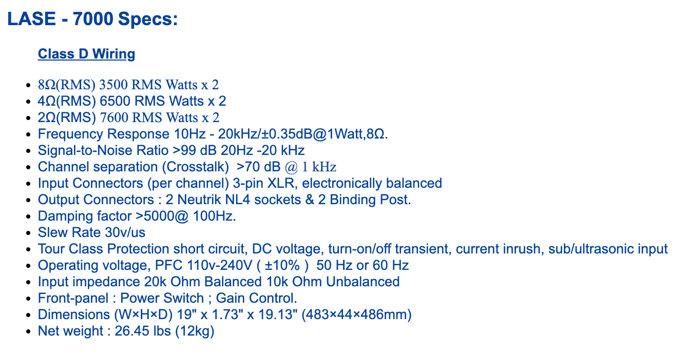 LASE Series Professional Powered 1U Rack Amplifiers