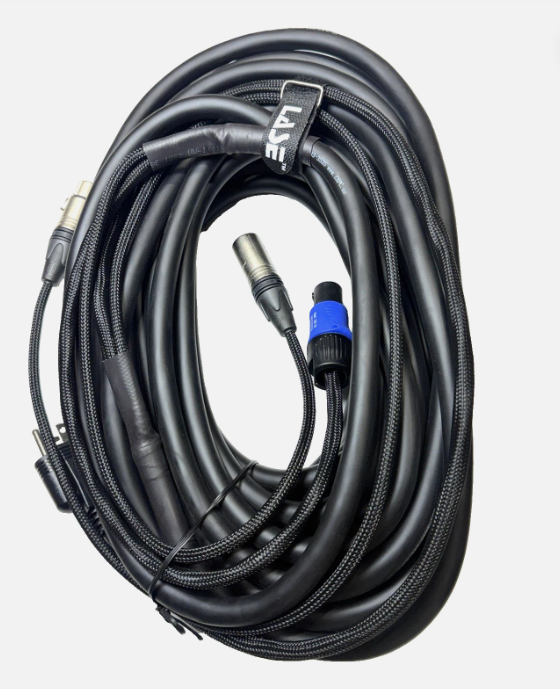 LASE 50 Ft Siamese NEUTRIK PowerCon AC & XLR Audio Combo Cable-Powered Speakers