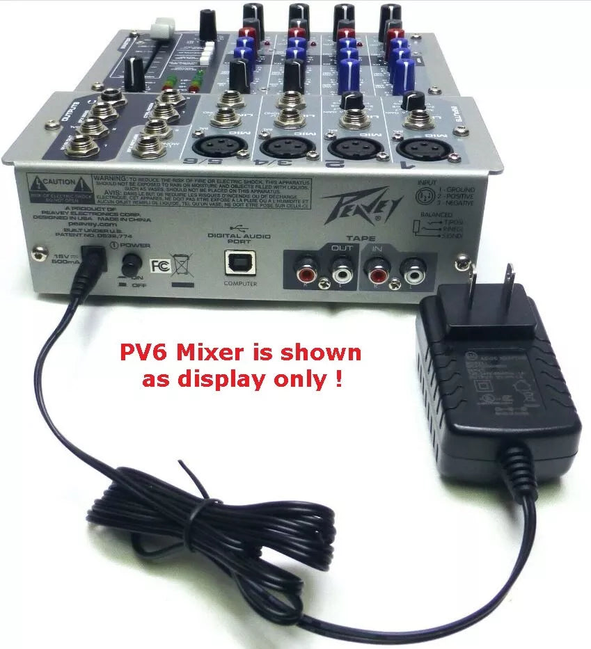 Replacement Power Supply for Peavey PV6 Mixers 100V-240V Output 15VDC (PS-PV15)