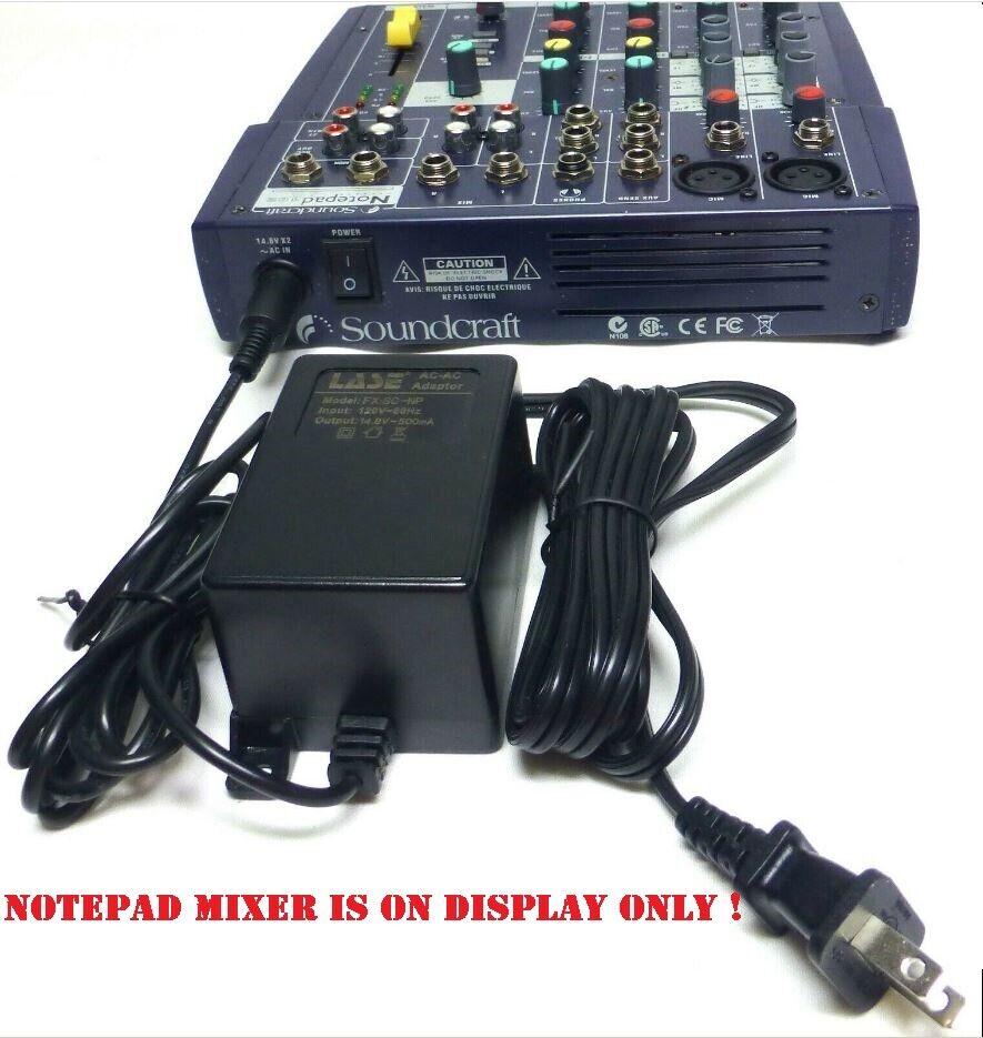 Replacement Aftermarket Soundcraft Power Supply Notepad 102 Mixer 3 Pin 14.8V