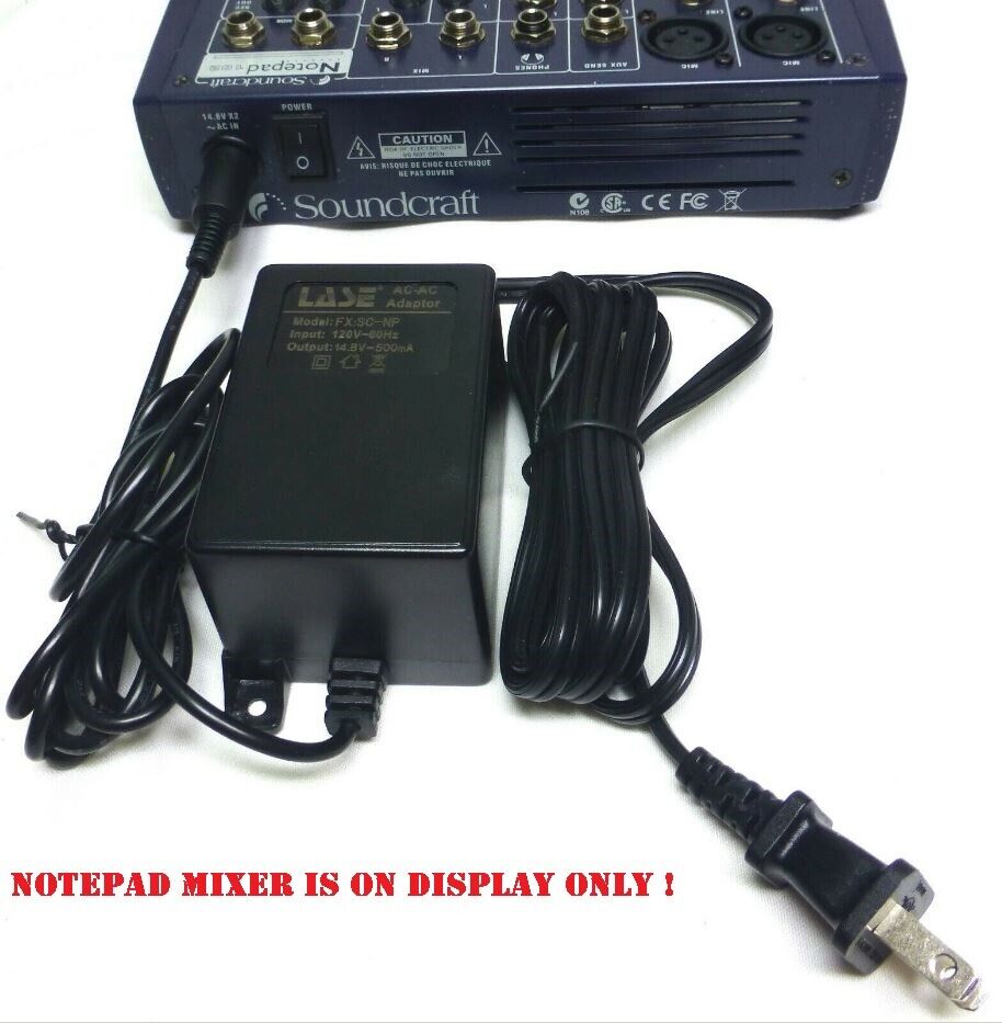 Replacement Aftermarket Soundcraft Power Supply Notepad 102 Mixer 3 Pin 14.8V