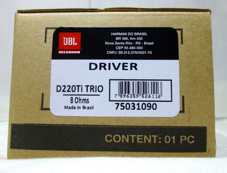 JBL / Selenium - D220Ti - 1" - 8 ohm - Titanium Horn Screw On Driver