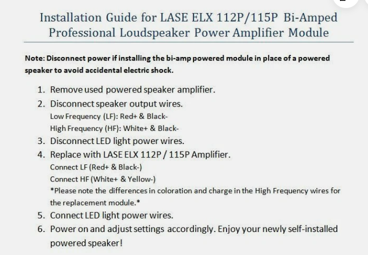 Electro Voice Amplifier Module For EV ELX112P/115P Power Speaker w/ DSP