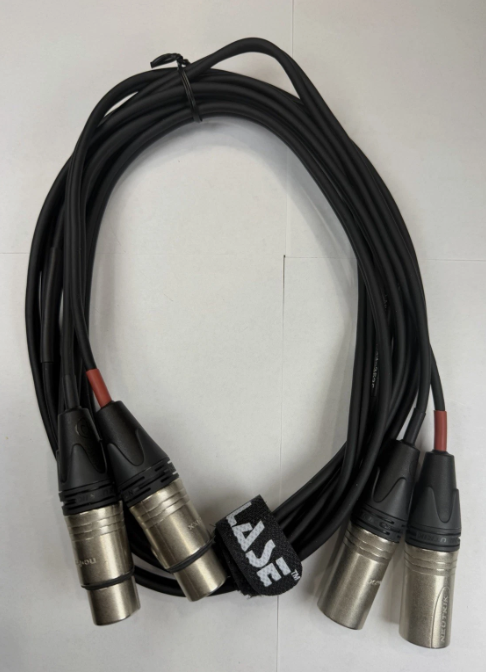 LASE 12 Ft Dual Microphone Cable w Genuine NEUTRIK NC3MXX 3Pin XLR M - NC3FXXX F