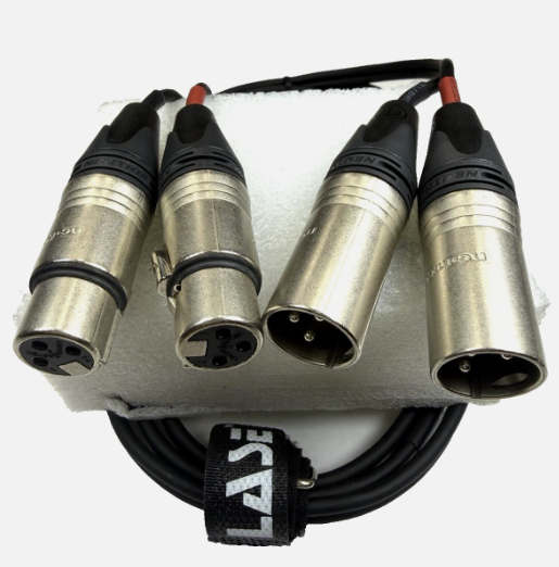 LASE 12 Ft Dual Microphone Cable w Genuine NEUTRIK NC3MXX 3Pin XLR M - NC3FXXX F