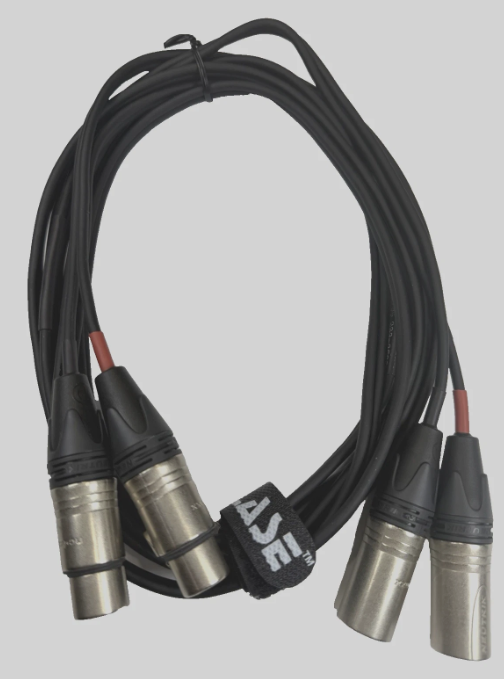 LASE 12 Ft Dual Microphone Cable w Genuine NEUTRIK NC3MXX 3Pin XLR M - NC3FXXX F