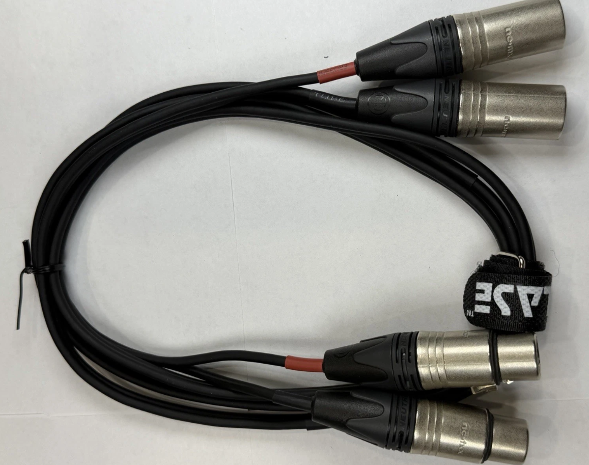 LASE 12 Ft Dual Microphone Cable w Genuine NEUTRIK NC3MXX 3Pin XLR M - NC3FXXX F