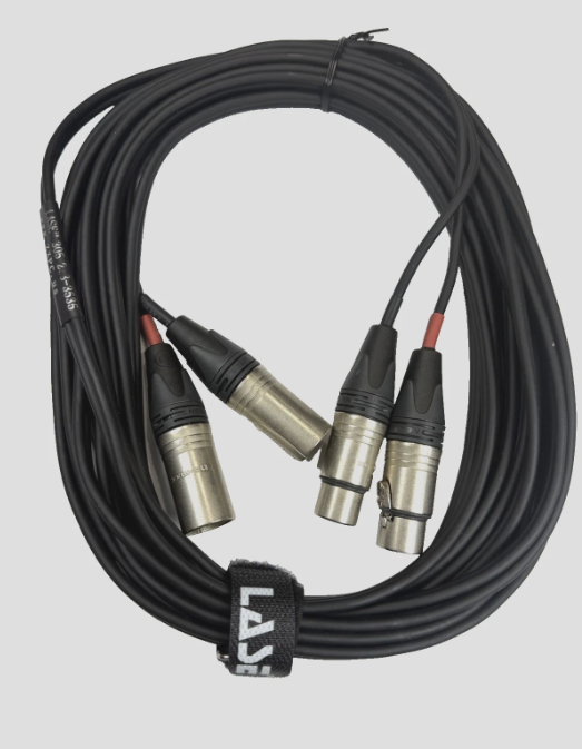 LASE 25 Ft Dual Microphone Cable w Genuine NEUTRIK NC3MXX 3Pin XLR M - NC3FXXX F