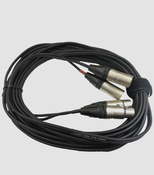 LASE 25 Ft Dual Microphone Cable w Genuine NEUTRIK NC3MXX 3Pin XLR M - NC3FXXX F