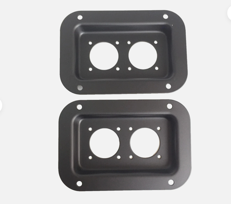(2) Two Black Metal Speakon G-Series NL8MPR Connectors Jack Plates