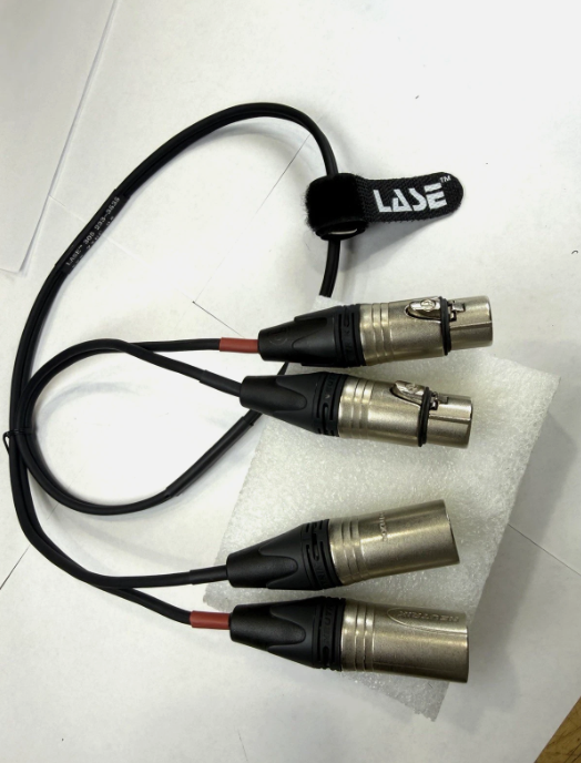 LASE 3 Ft Dual Mike Cable W/ NEUTRIK NC3MXX 3-Pin XLR Male to NC3FXXX Female
