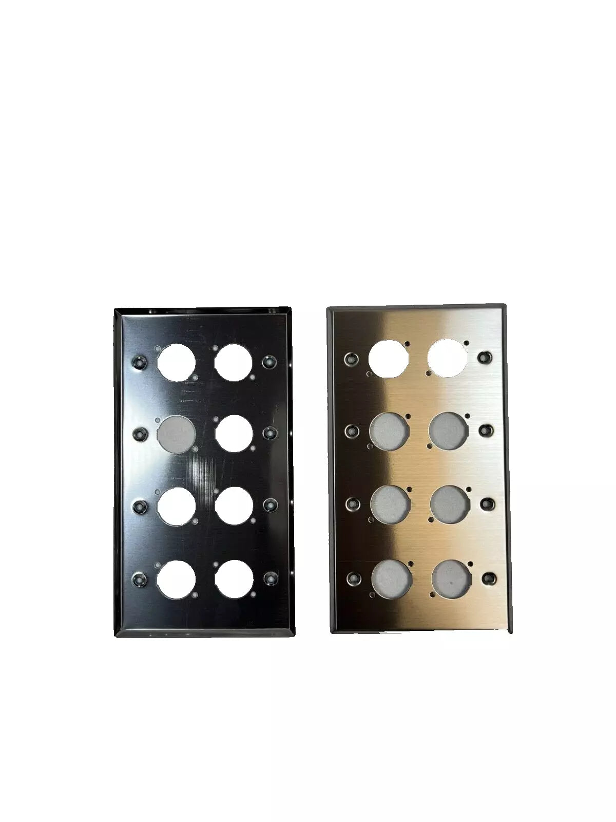 (2) Two Quad Gang Blank Wall Plate Eight XLR Male / Female "D" Stainless Steel