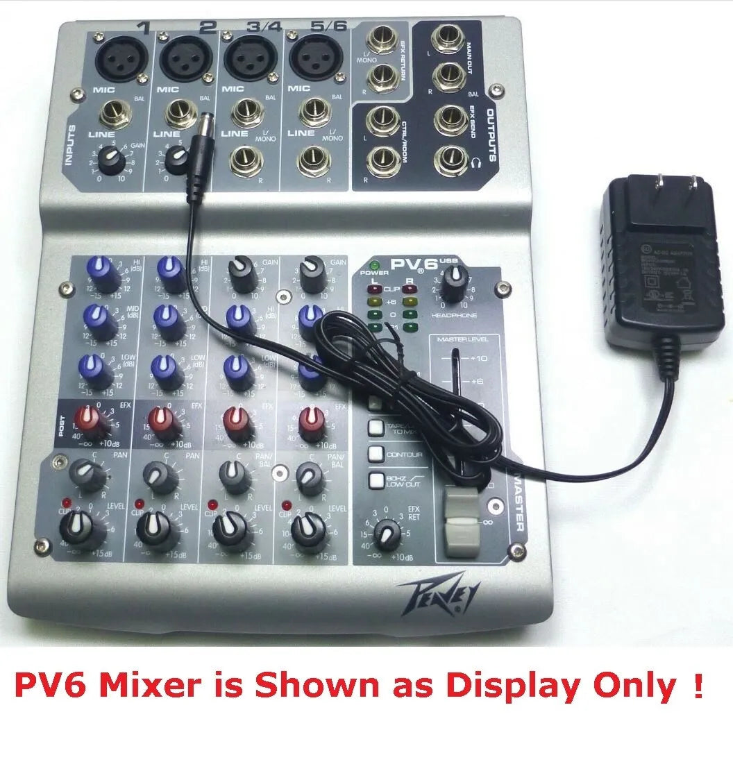Replacement Power Supply for Peavey PV6 Mixers 100V-240V Output 15VDC (PS-PV15)
